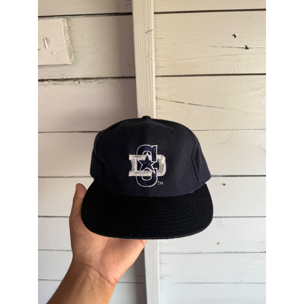 Vintage New Era Dallas Cowboys Fitted Hat 7 3/8 Navy Blue Wool Grey Underbrim